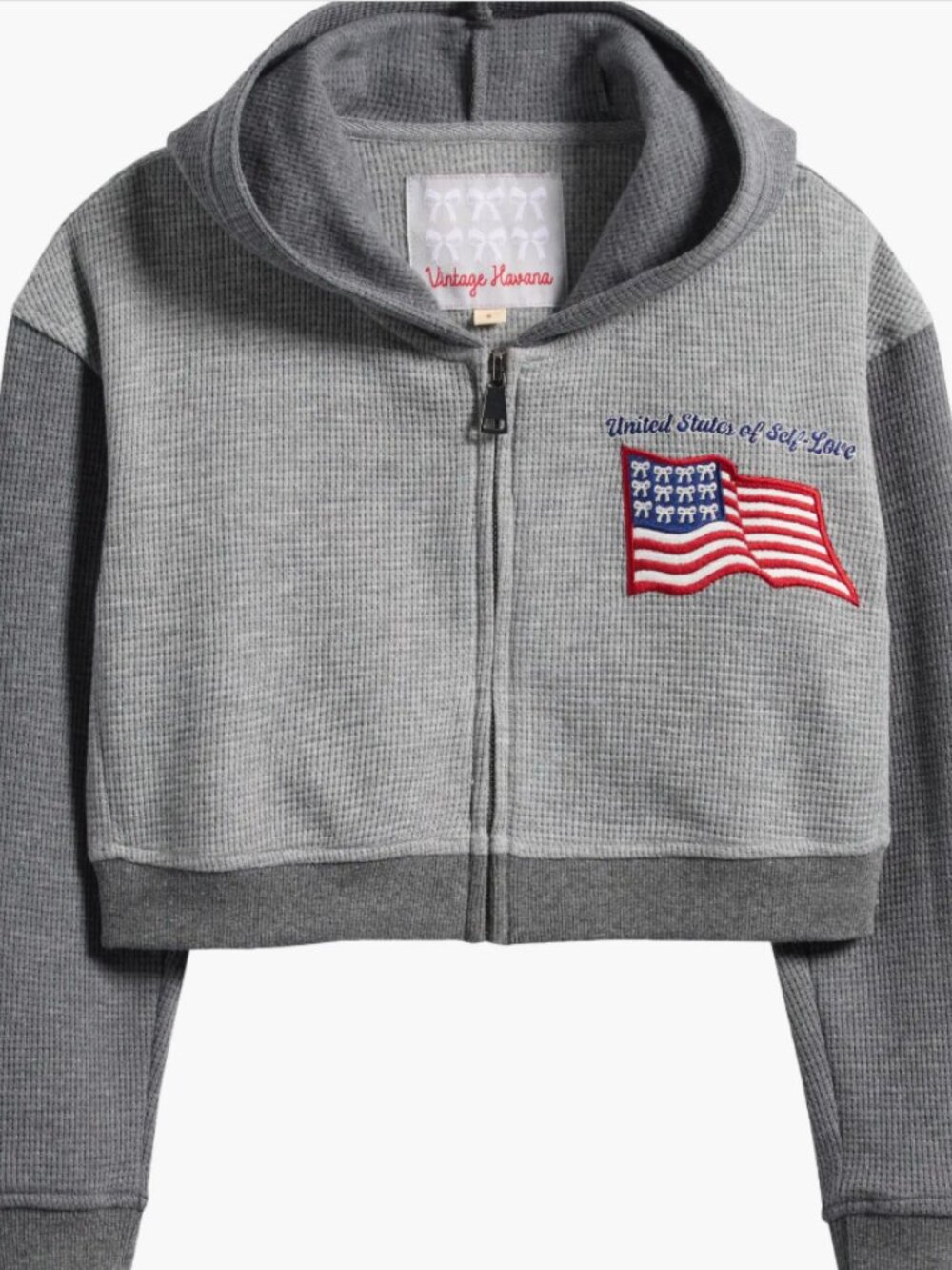 Vintage Havana Kids' Self Love Zip-Up Crop Hoodie Sz M, L